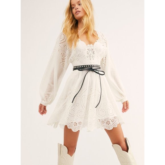 Free People Dresses & Skirts - NWT Free People Lottie Mini Eyelet Dress / Ivory